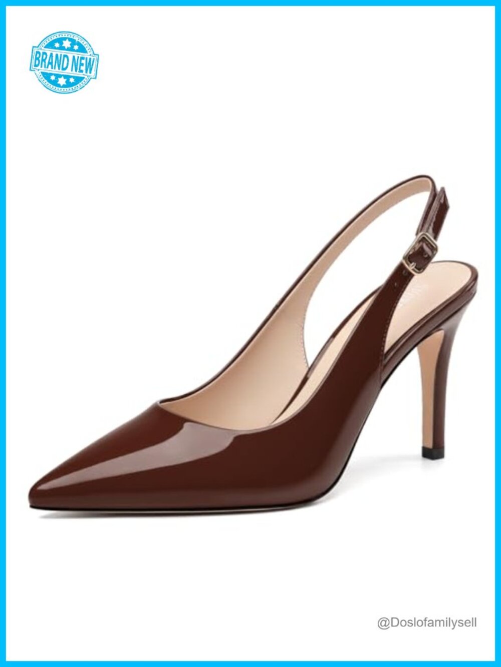 Slingback High Heels Patent Leather Pumps Pointed Toe Stiletto